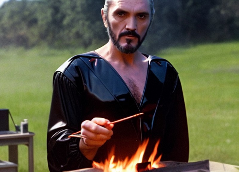 Photograph of zod person using a lighter to start a charcoal grill in his backyard. Zippo lighter <lora:Zod-5-23-6000step:1>